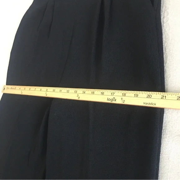 St John Basics Santana Knit Pleated Pants Size 12 Black Wool Blend Designer - Picture 10 of 13